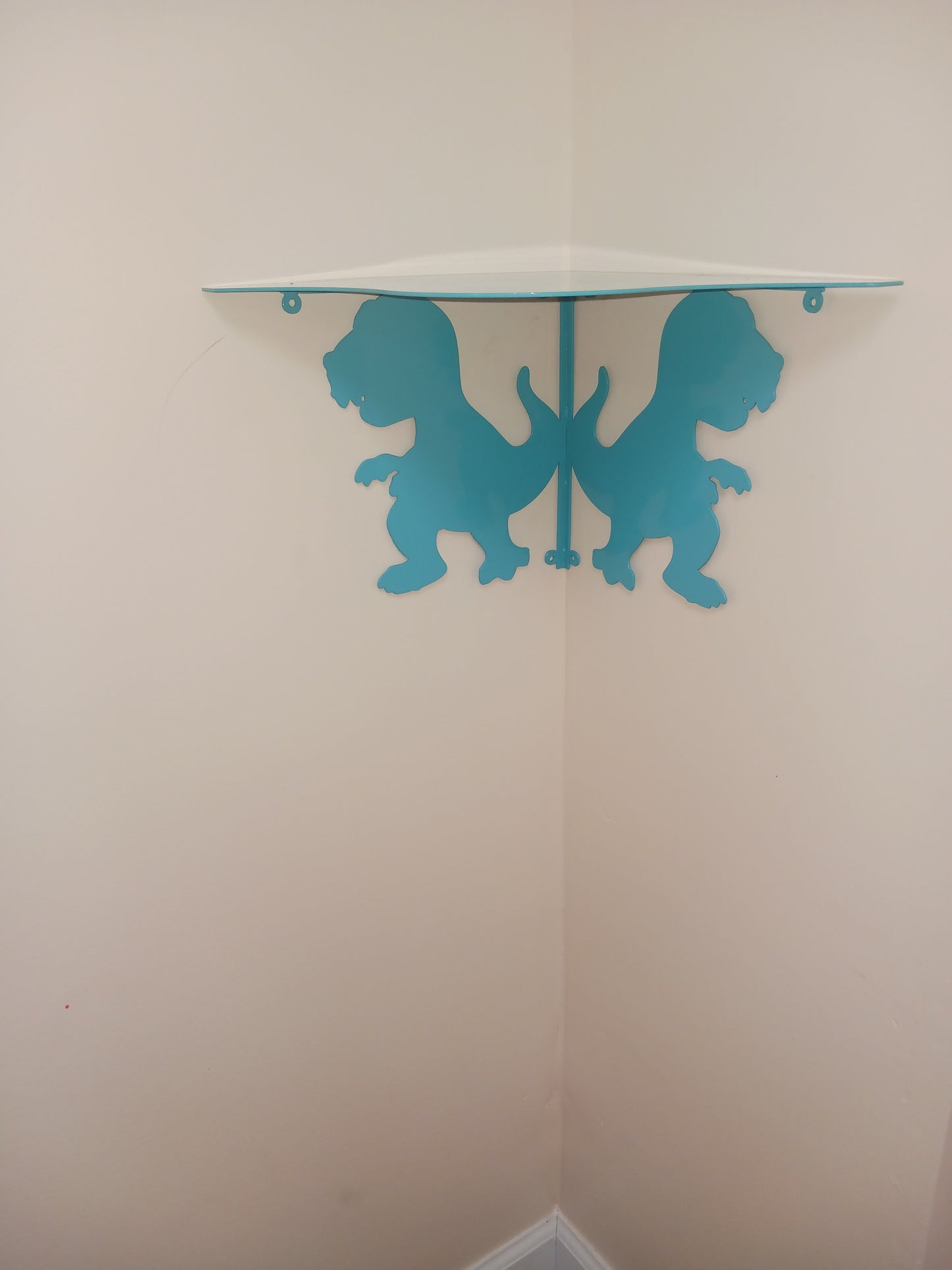 Blue T-rex corner shelf