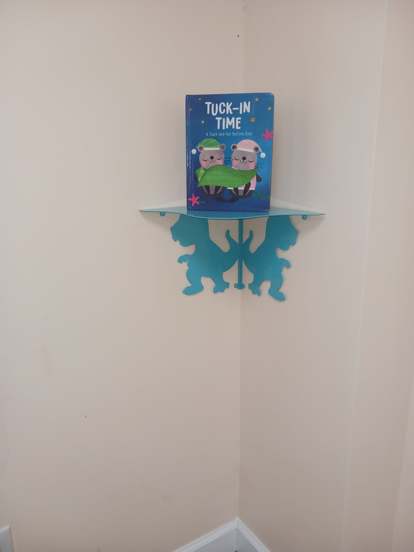 Blue T-rex corner shelf